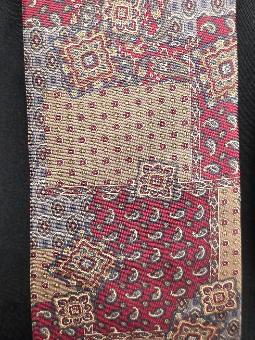 Vintage 90s Bill Blass 100% Silk Patchwork Paisley Tie